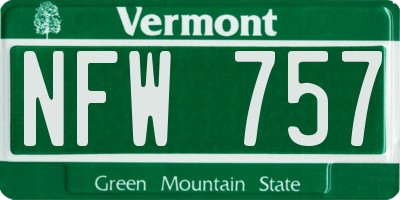 VT license plate NFW757