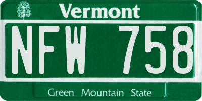 VT license plate NFW758