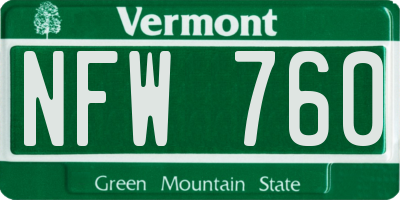VT license plate NFW760