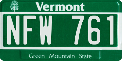 VT license plate NFW761