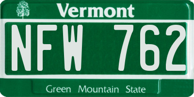 VT license plate NFW762