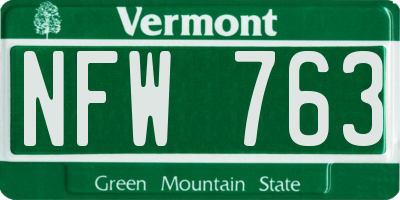 VT license plate NFW763