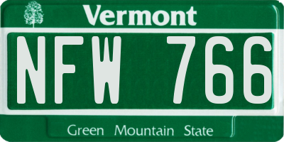 VT license plate NFW766