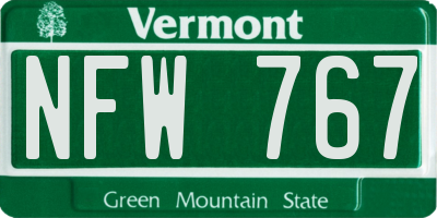 VT license plate NFW767