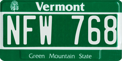VT license plate NFW768