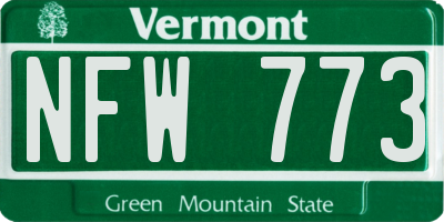 VT license plate NFW773