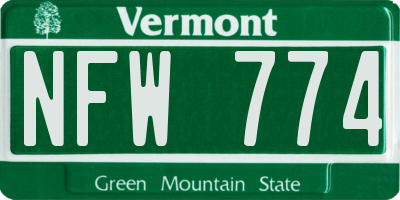 VT license plate NFW774