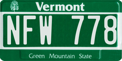 VT license plate NFW778
