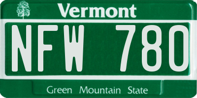 VT license plate NFW780