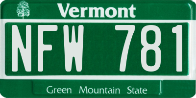 VT license plate NFW781