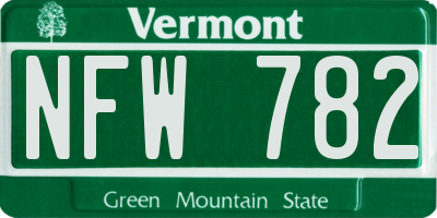VT license plate NFW782