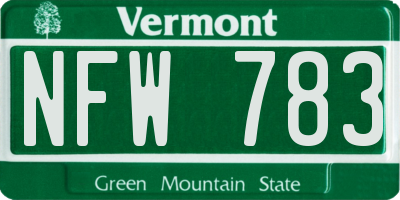 VT license plate NFW783