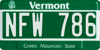 VT license plate NFW786
