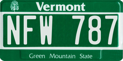 VT license plate NFW787