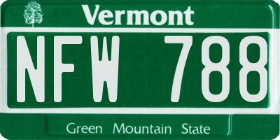 VT license plate NFW788