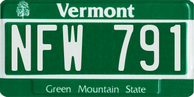 VT license plate NFW791