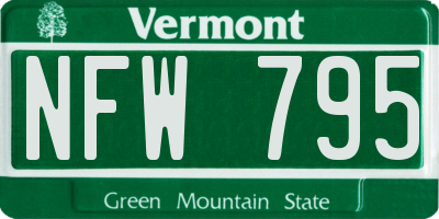 VT license plate NFW795