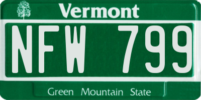 VT license plate NFW799