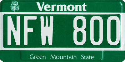 VT license plate NFW800