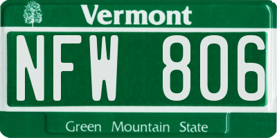 VT license plate NFW806
