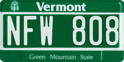 VT license plate NFW808