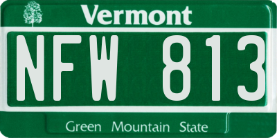 VT license plate NFW813
