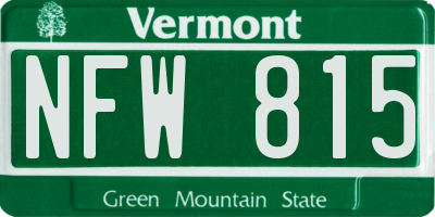 VT license plate NFW815