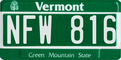 VT license plate NFW816