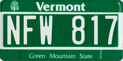 VT license plate NFW817