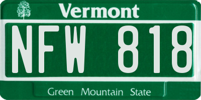 VT license plate NFW818