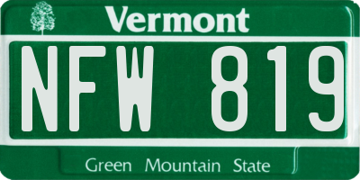 VT license plate NFW819