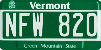 VT license plate NFW820