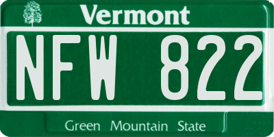VT license plate NFW822