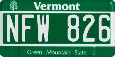 VT license plate NFW826