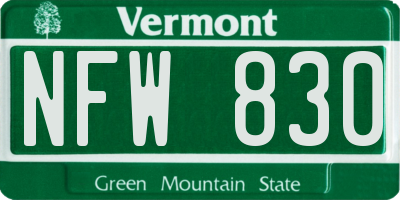 VT license plate NFW830