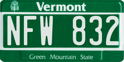 VT license plate NFW832