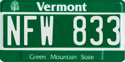 VT license plate NFW833