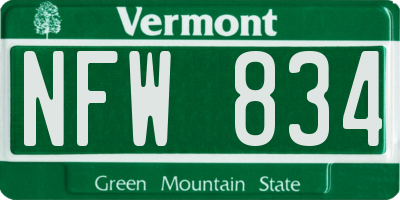VT license plate NFW834