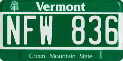VT license plate NFW836