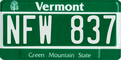 VT license plate NFW837