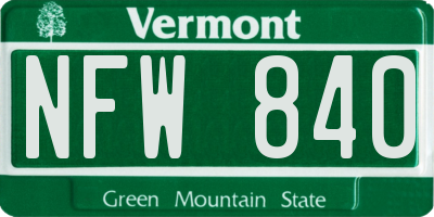 VT license plate NFW840