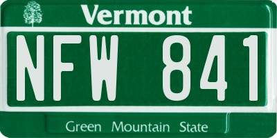 VT license plate NFW841