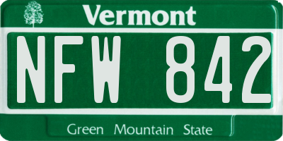 VT license plate NFW842