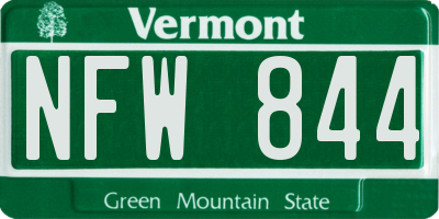 VT license plate NFW844