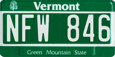 VT license plate NFW846
