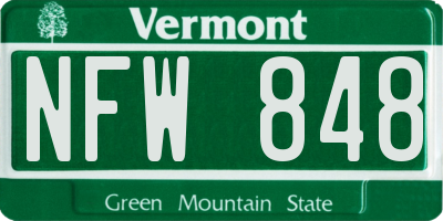 VT license plate NFW848