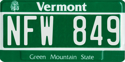 VT license plate NFW849