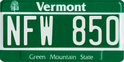 VT license plate NFW850