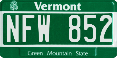 VT license plate NFW852