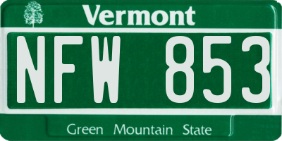 VT license plate NFW853